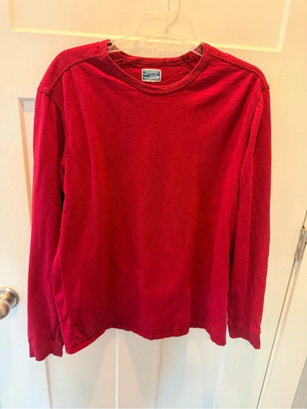 J.Crew Red 100% Cotton Long Sleeve Crewneck T Shirt Classic Tee medium